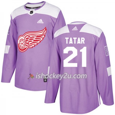 Mænd NHL Detroit Red Wings Trøje Tomas Tatar 21 Adidas 2017-2018 Lilla Fights Cancer Practice Authentic